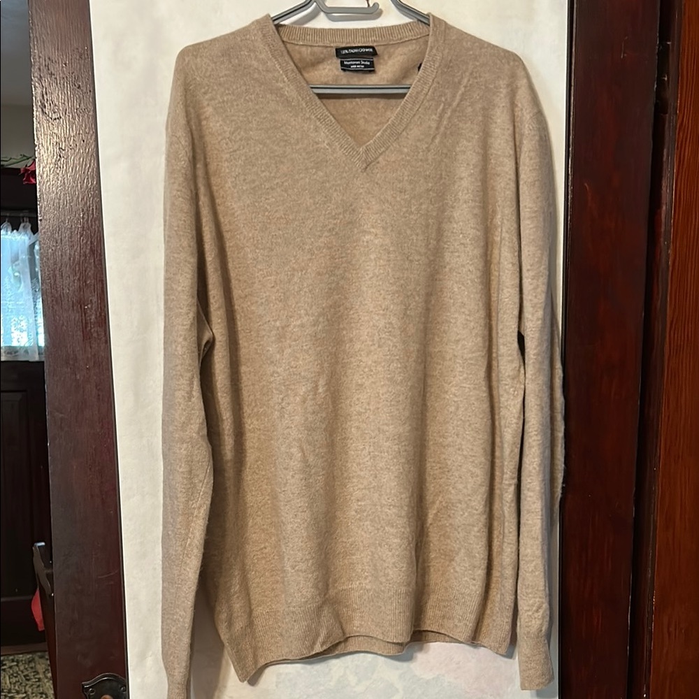 Mantovani Studio Sweater Men XL Beige 100% Italian Cashmere